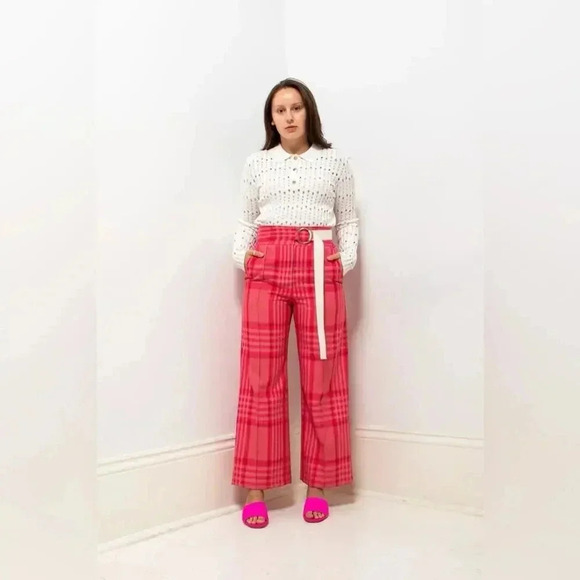 610 Rachel Comey Elio Pant in Bottiglia Plaid Pink - Picture 3 of 9